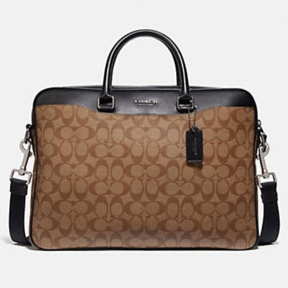 Calf Leather Signature Canvas Slim Brief - Picture 1 of 3